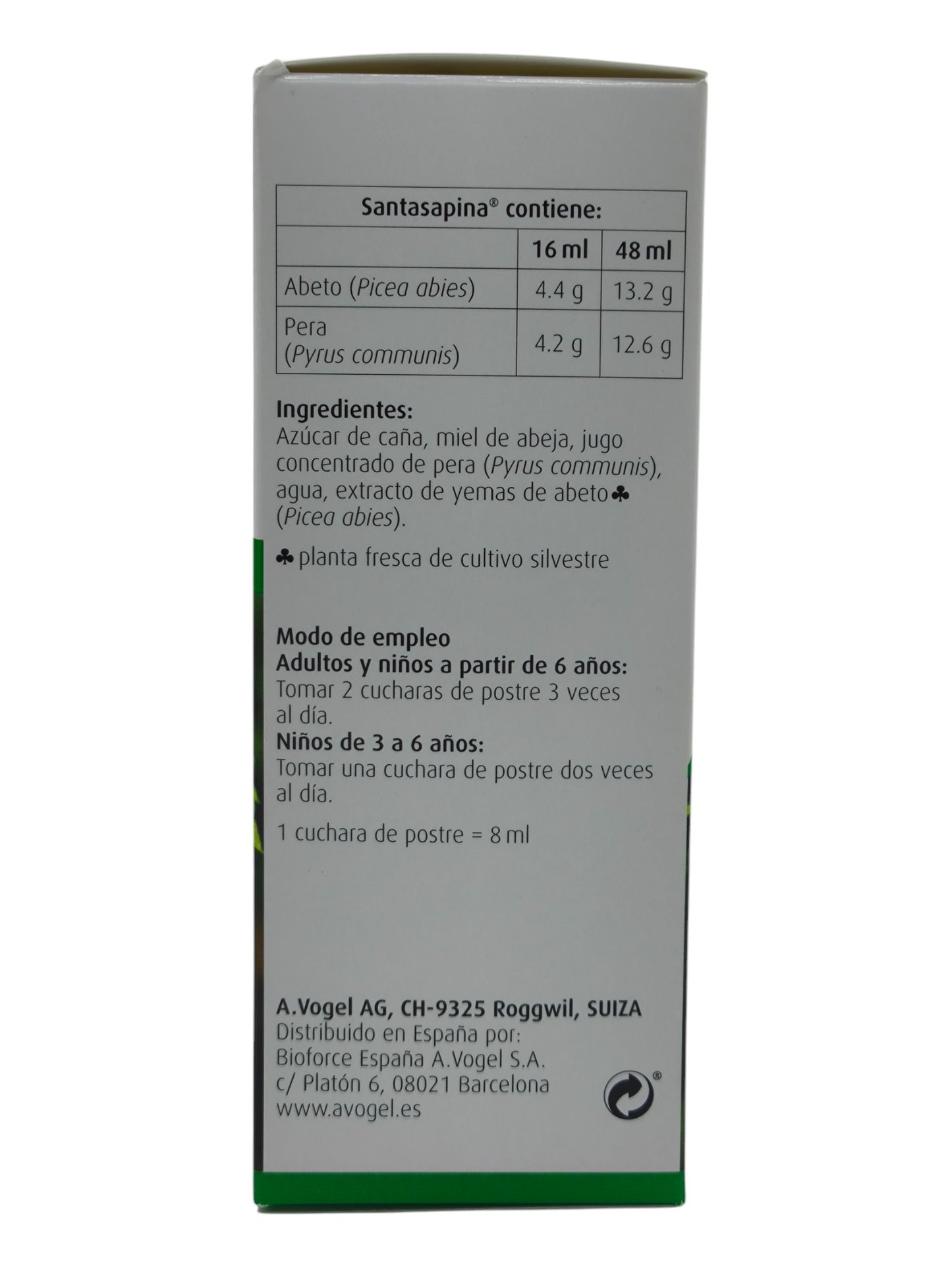 Santasapina Jarabe A. Vogel, vías respiratorias, sistema inmune, gripes, catarros y resfriados, Tos