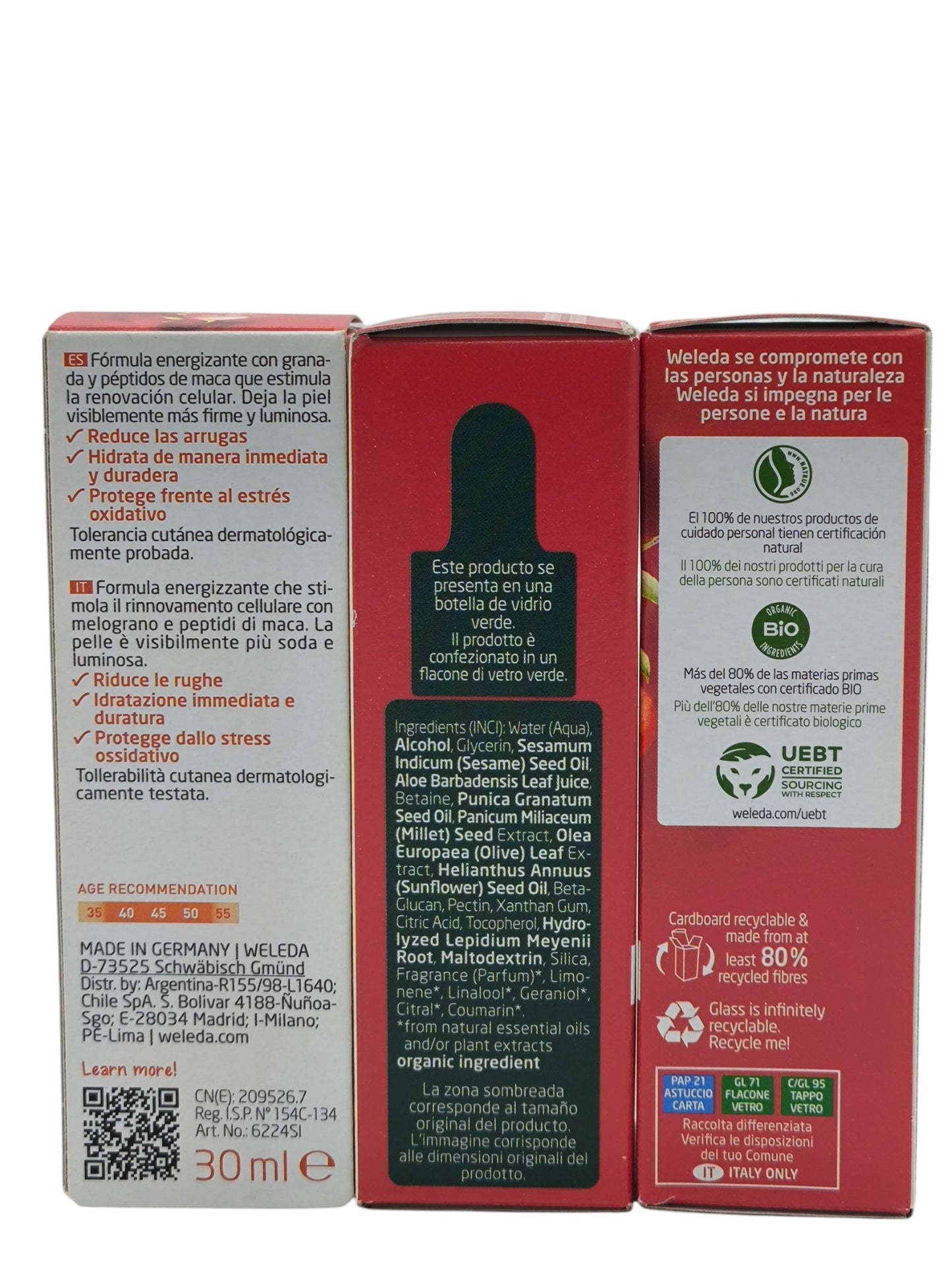 Sérum Reafirmante de granada Weleda, Sérum facial 100% natural, Piel firme y luminosa. Antiarrugas, Reduce líneas de expresión