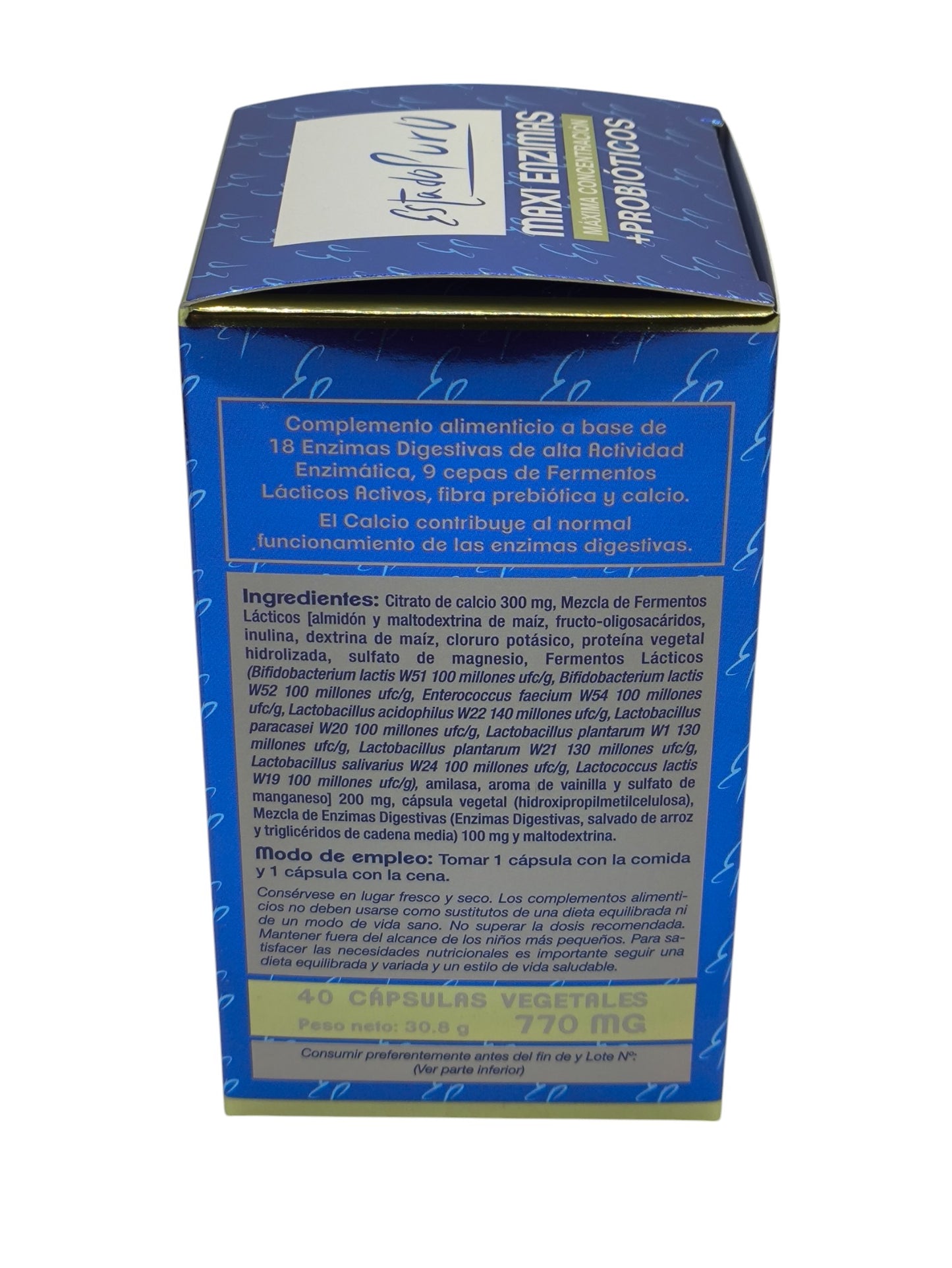 Maxi Enzimas + Probióticos Estado Puro. Mejora la digestión, Probióticos y Prebióticos, Mejora la absorción de nutrientes.