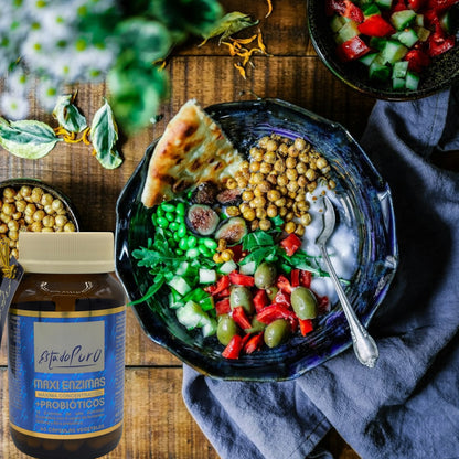 Maxi Enzimas + Probióticos Estado Puro. Mejora la digestión, Probióticos y Prebióticos, Mejora la absorción de nutrientes.