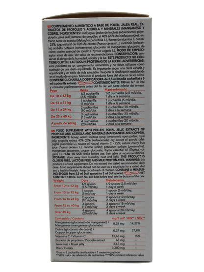 Jarabe Classic Kids 180ml Aprolis Kids, Jarabe infantil, Defensas naturales, Sistema inmunitario, Propóleo, Preventivo, Ingredientes naturales.