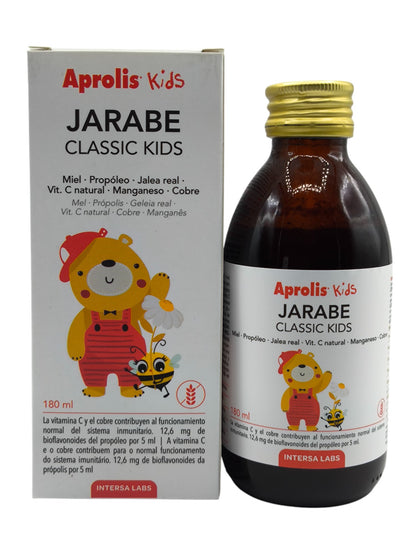Jarabe Classic Kids 180ml Aprolis Kids, Jarabe infantil, Defensas naturales, Sistema inmunitario, Propóleo, Preventivo, Ingredientes naturales.