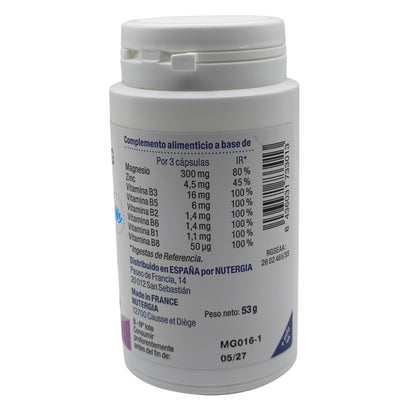 Ergymag 100 cápsulas Nutergia, 4 sales de Magnesio, Con vitaminas B y Zinc, Buen funcionamiento del Sistema nervioso y muscular, Ayuda contra la fatiga física y nerviosa. Estrés, ansiedad.
