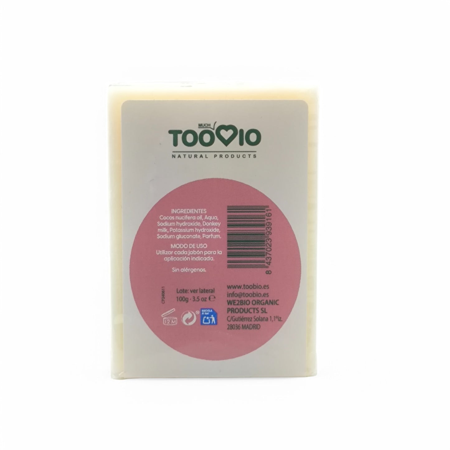 Jabón Leche de Burra 100gr Toobio. Jabón natural. Nutritivo. Pieles desvitalizadas. Vegano.