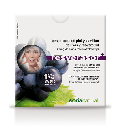 Resverasor Plus Soria Natural. Resveratrol. Antioxidante. Gran concentración de polifenoles. Antienvejecimiento